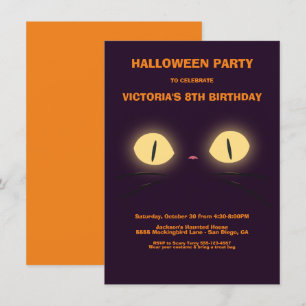 Halloween Birthday Cat Öga inbjudningar