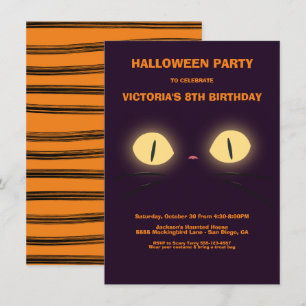 Halloween Birthday Cat Öga inbjudningar
