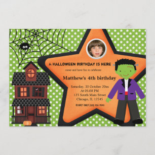 Halloween Birthday Costume (Grönt) Inbjudningar