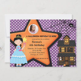 Halloween Birthday Costume (Lila) Inbjudningar
