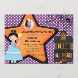Halloween Birthday Costume (Lila) Inbjudningar