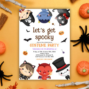 Halloween Birthday Costume Party Kids Funny Cute Inbjudningar