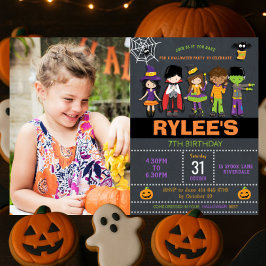Halloween Birthday Costume Party Photo Inbjudningar