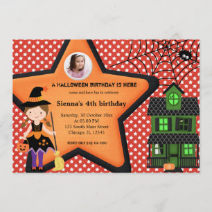 Halloween Birthday Costume (röd) Inbjudningar