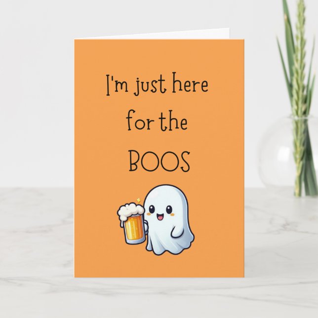 Halloween Birthday Cute Ghost Kort (Framsida)