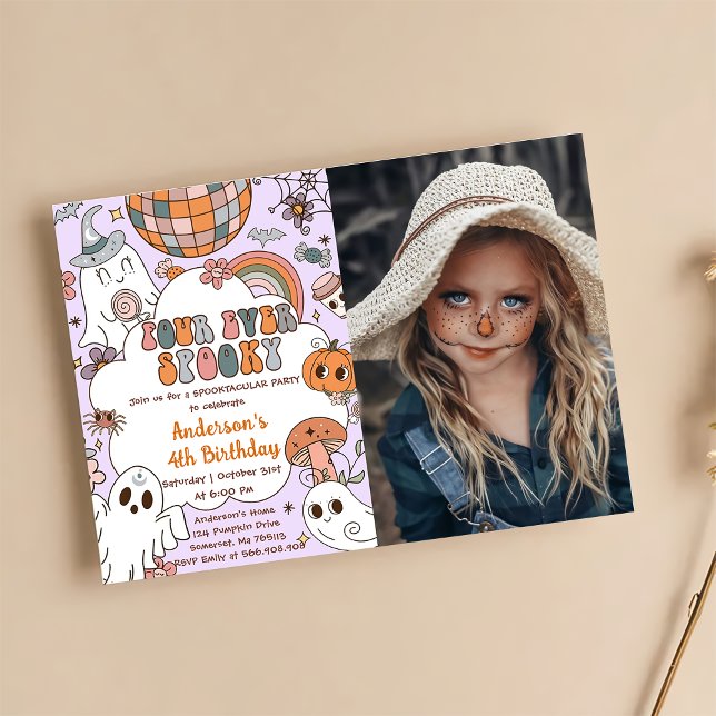 Halloween Birthday Cute Ghouls 4e födelsedagen Par Inbjudningar (Skapare uppladdad)