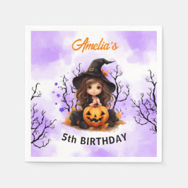 Halloween Birthday Cute Little Witch Pappra Napkin Pappersservett