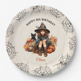 Halloween Birthday Cute Witch Pappra Tallrikar