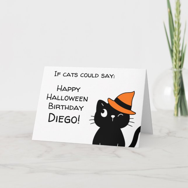 Halloween Birthday Funny Sarcastic Cute Black Cat Kort (Framsida)