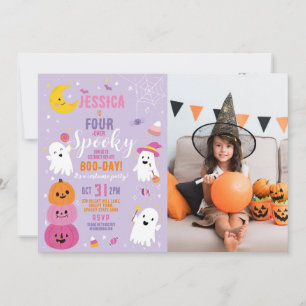 Halloween Birthday FYURever 4th Girls Party Photo Inbjudningar