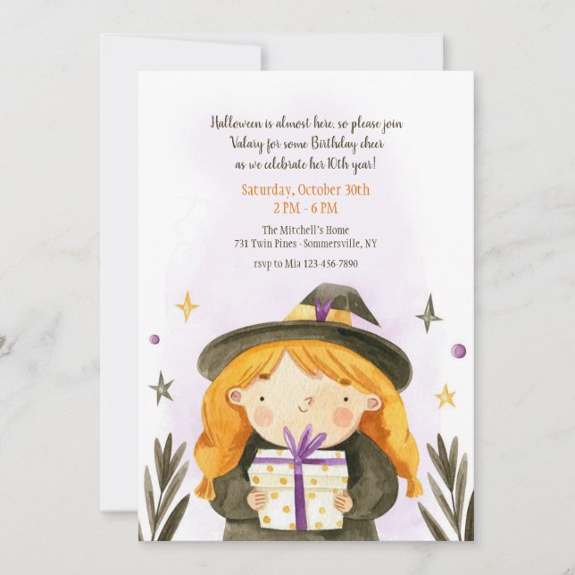 Halloween Birthday Girl-inbjudan Inbjudningar (Framsida)