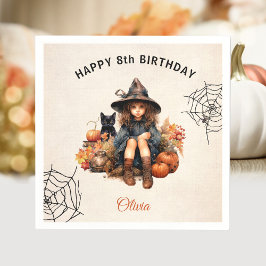 Halloween Birthday Girl Little Witch Pappra Napkin Pappersservett