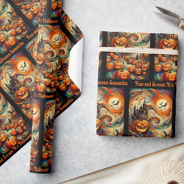 Halloween Birthday Grattiss Anpassningsbar Text Presentpapper
