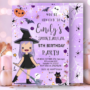 Halloween Birthday-inbjudan Costume Party Girl W Inbjudningar