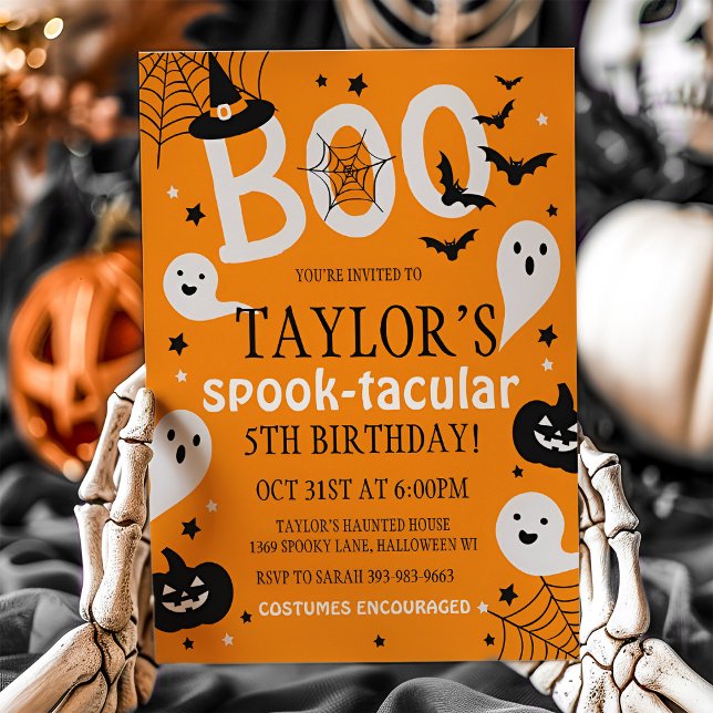 Halloween Birthday Inbjudan, Halloween-inbjudan Inbjudningar (Halloween Birthday Orange Invite)