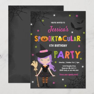 Halloween Birthday Inbjudan Witch Halloween fest
