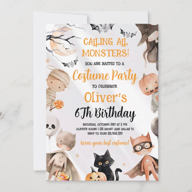 Halloween Birthday Invitation  Inbjudningar (Framsida)