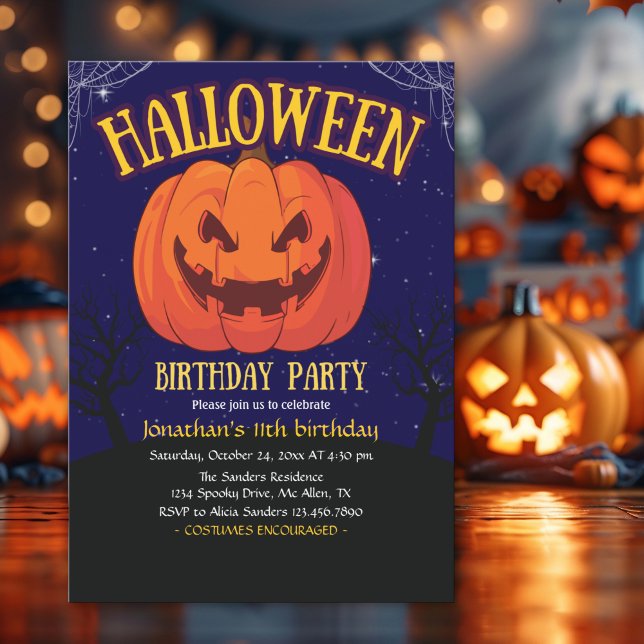 Halloween Birthday Kids Party Spooky Pumpkin Inbjudningar (Skapare uppladdad)