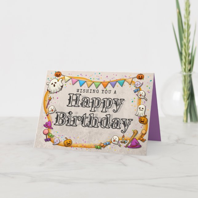 Halloween Birthday Kort (Framsida)