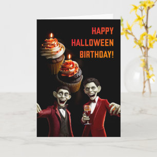 Halloween Birthday med Muffinsar och Ghouls Vin Kort