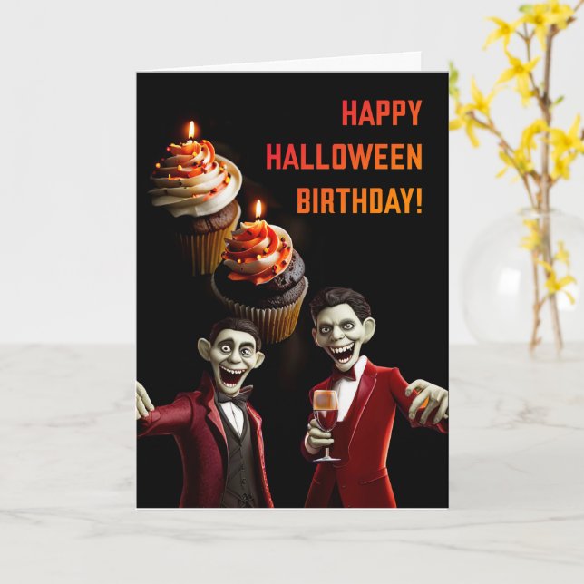 Halloween Birthday med Muffinsar och guls Kort (Gul blomma)