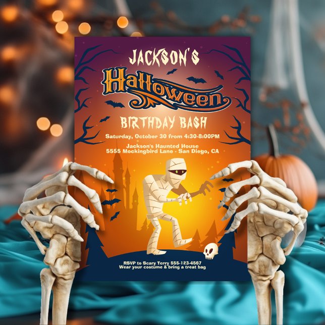 Halloween Birthday Mummy Zombie-inbjudningar Inbjudningar (Skapare uppladdad)