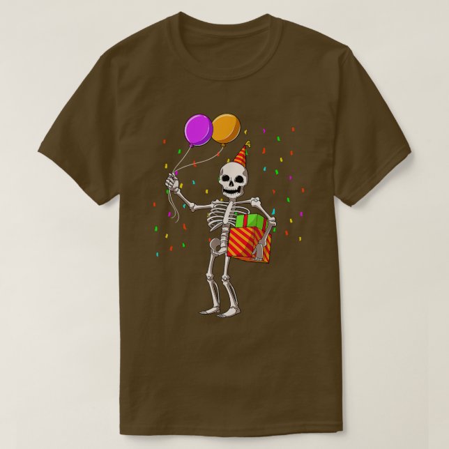 Halloween Birthday Party Outfit Skeleton Birthday  T Shirt (Design framsida)