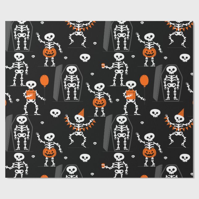 halloween birthday party skeleton coffin skull presentpapper (Platt)