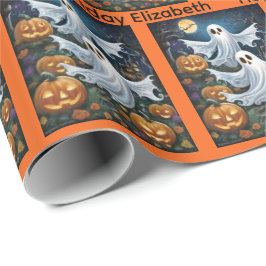 Halloween Birthday Personalize Namn Spooky Ghost Presentpapper