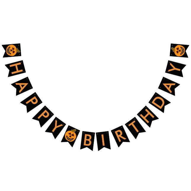 Halloween Birthday Pumpkin Bunting Banner Vimplar (Alla)