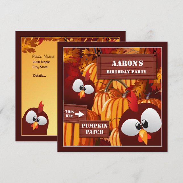 Halloween Birthday Pumpkin Patch Barn Inbjudningar (Fram/baksida)