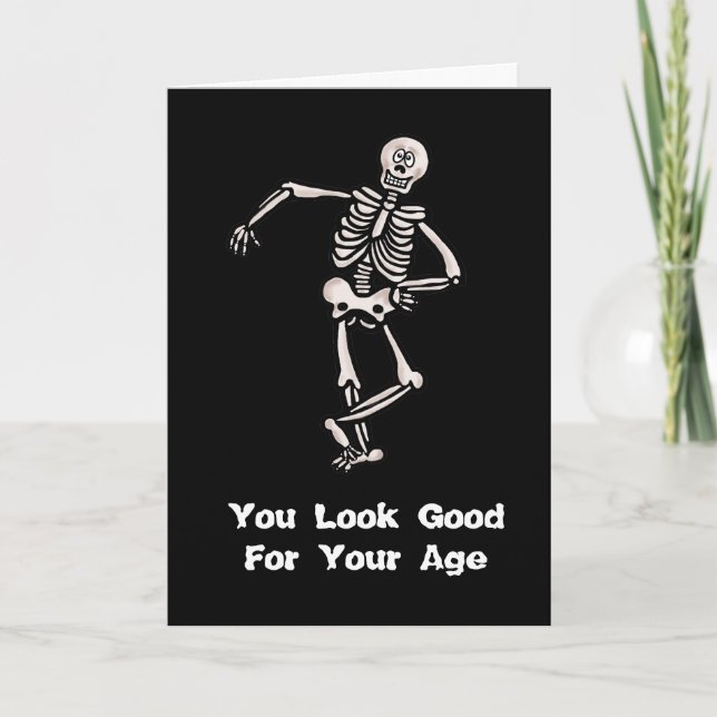 Halloween Birthday Skeleton Greeting Card Kort (Framsida)