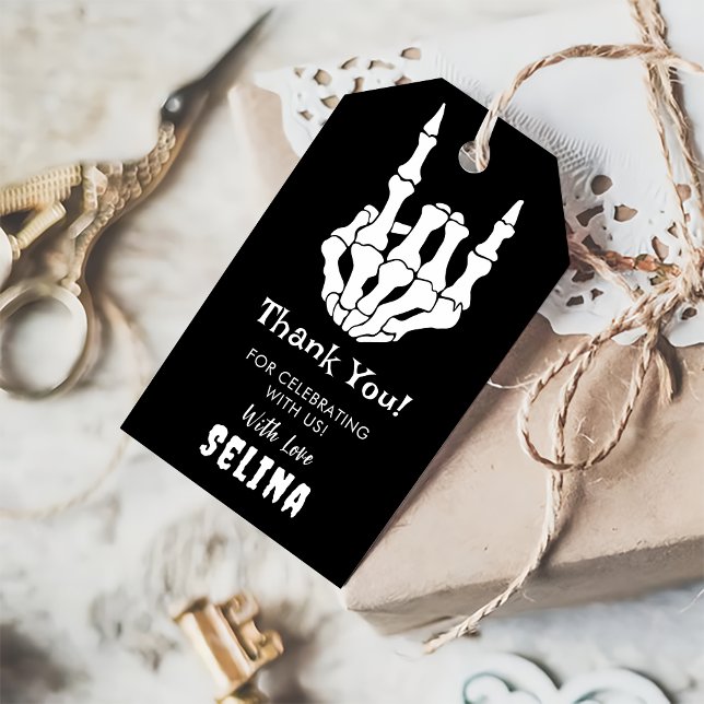 Halloween Birthday Skeleton Halloween Presentetikett (Skapare uppladdad)