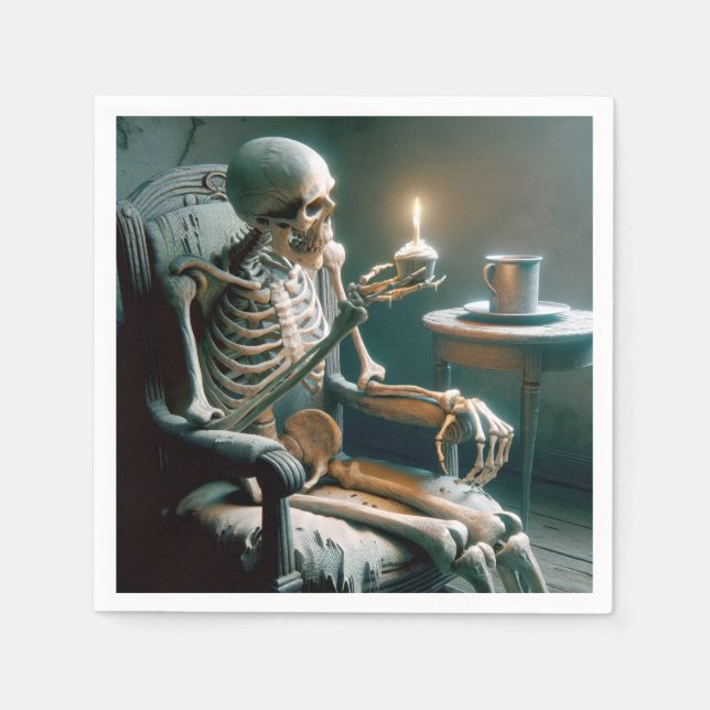 Halloween Birthday Skeleton Pappersservett (Framsidan)