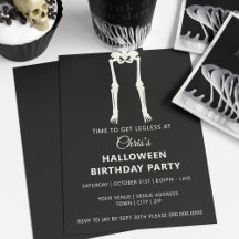 Halloween Birthday Skeleton Party bjudan