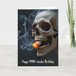 Halloween Birthday Skull Biting Candy corn Kort