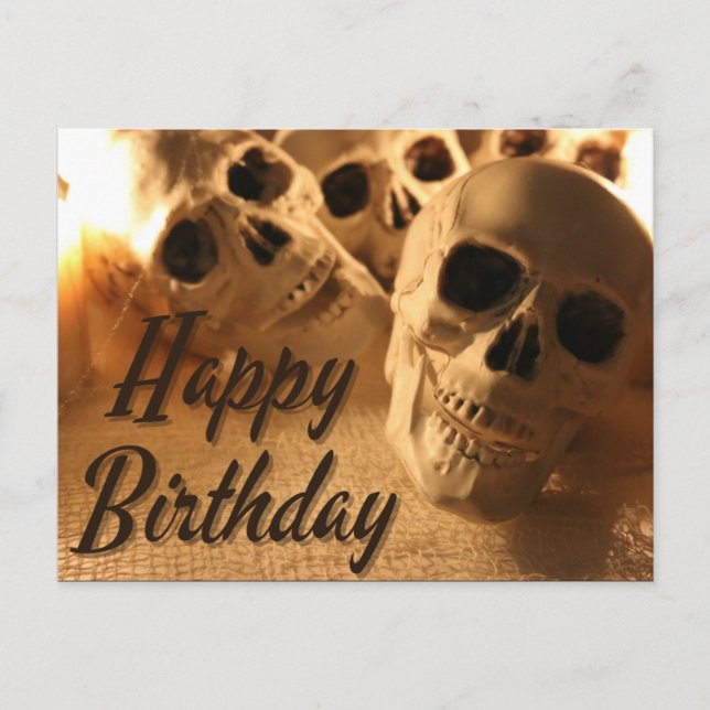 Halloween Birthday Skull Vykort (Framsida)