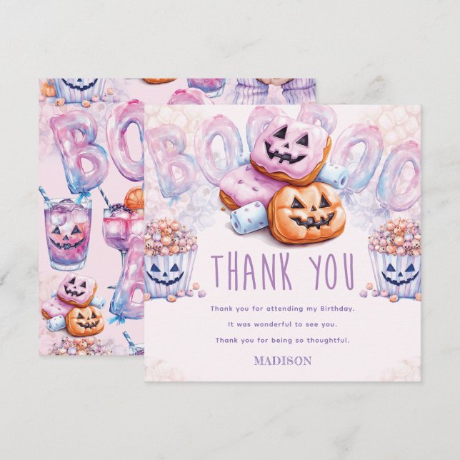Halloween Birthday Sleepover Tack Kort (Fram/baksida)