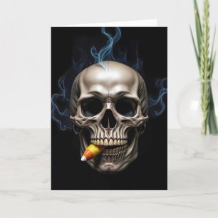 Halloween Birthday SmoSkull Biting Candy corn Kort