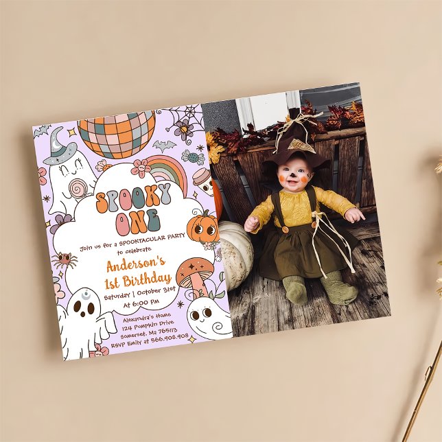 Halloween Birthday Spooky One Party Photo Inbjudningar (Skapare uppladdad)