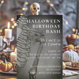 Halloween Birthday Spooky Skeleton Party Inbjudningar