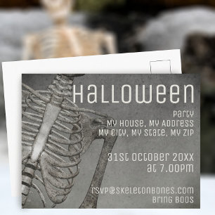 Halloween Birthday Spooky Skeleton Party Vykort