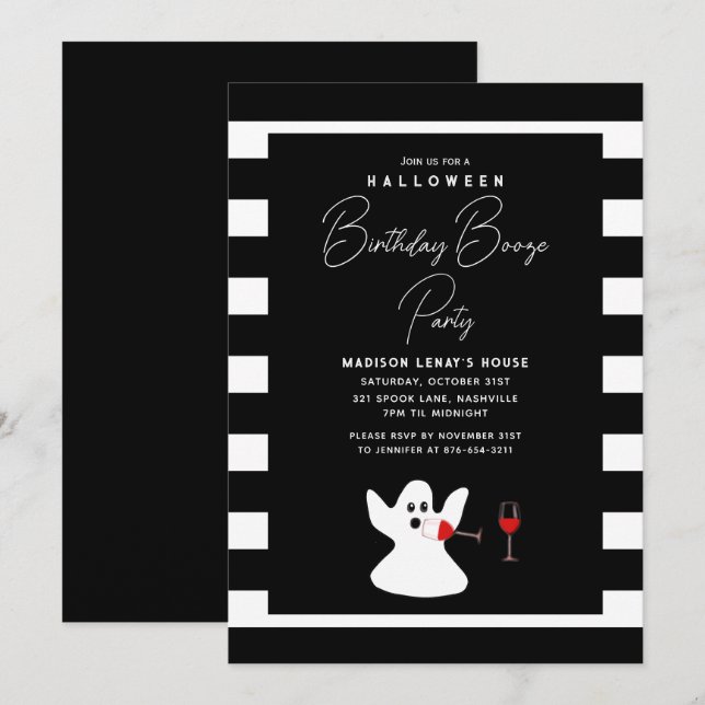 Halloween Birthday Sprit Party Funny Ghost Inbjudningar (Fram/baksida)