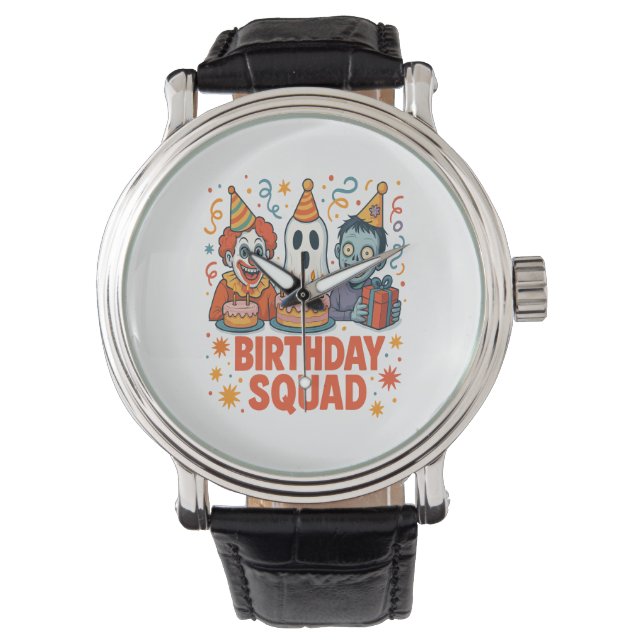 Halloween Birthday Squad Creepy Clown Ghost Zombie Armbandsur (Framsida)