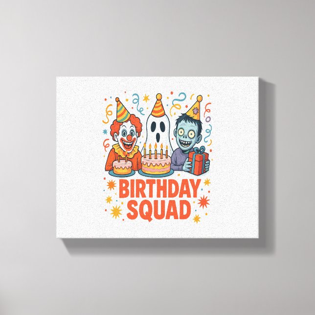 Halloween Birthday Squad Creepy Clown Ghost Zombie Canvastryck (Framsida)