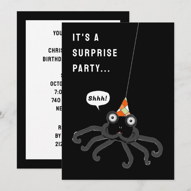 Halloween Birthday Surprise Party Inbjudningar (Fram/baksida)