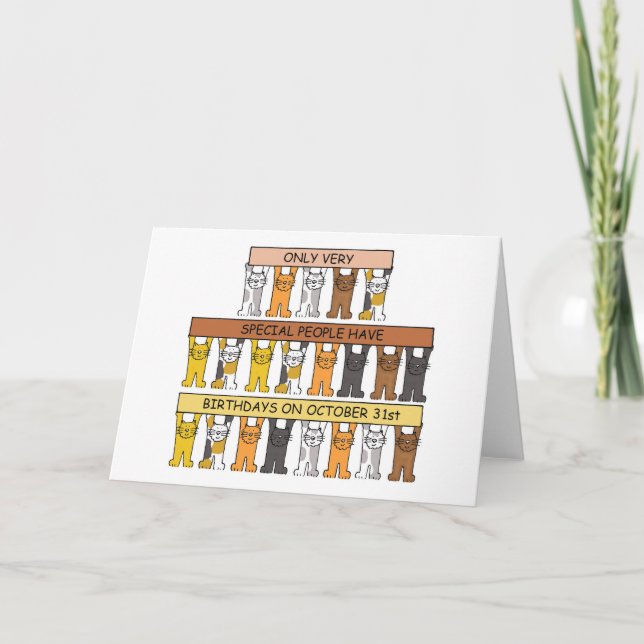 Halloween Birthday Tecknad Cats Kort (Framsida)