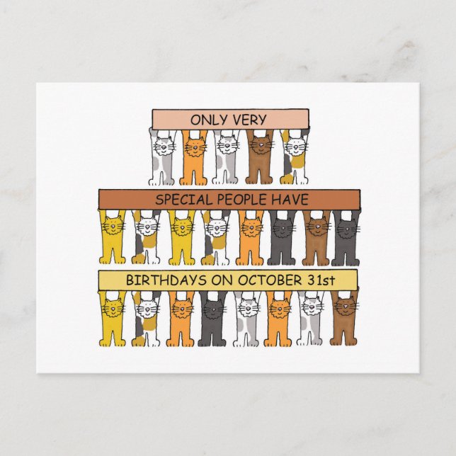 Halloween Birthday Tecknad Cats Vykort (Framsida)