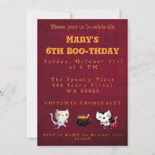 Halloween Birthday Witch Cats Fladdermus Vampire M Inbjudningar