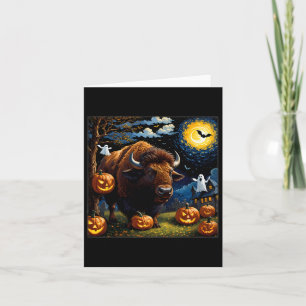 Halloween Bison Starry Night Kort